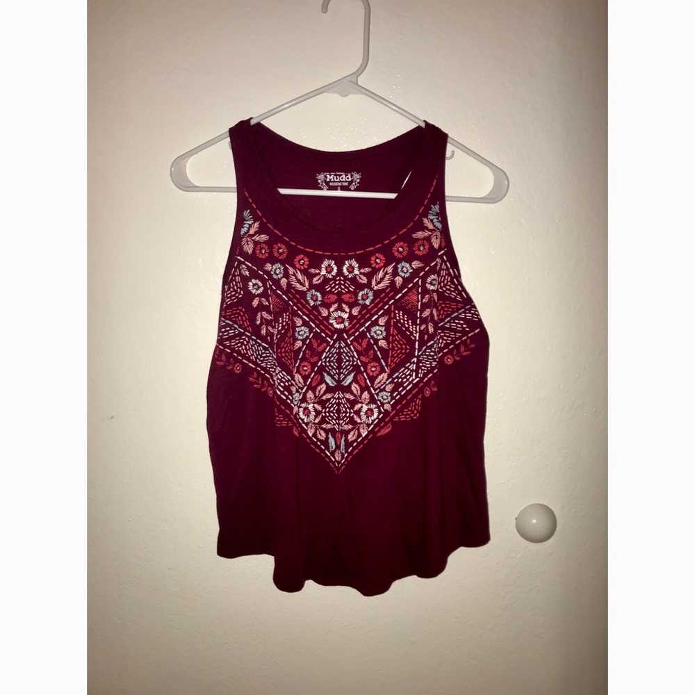 Razor back red floral kind of flowy tank top